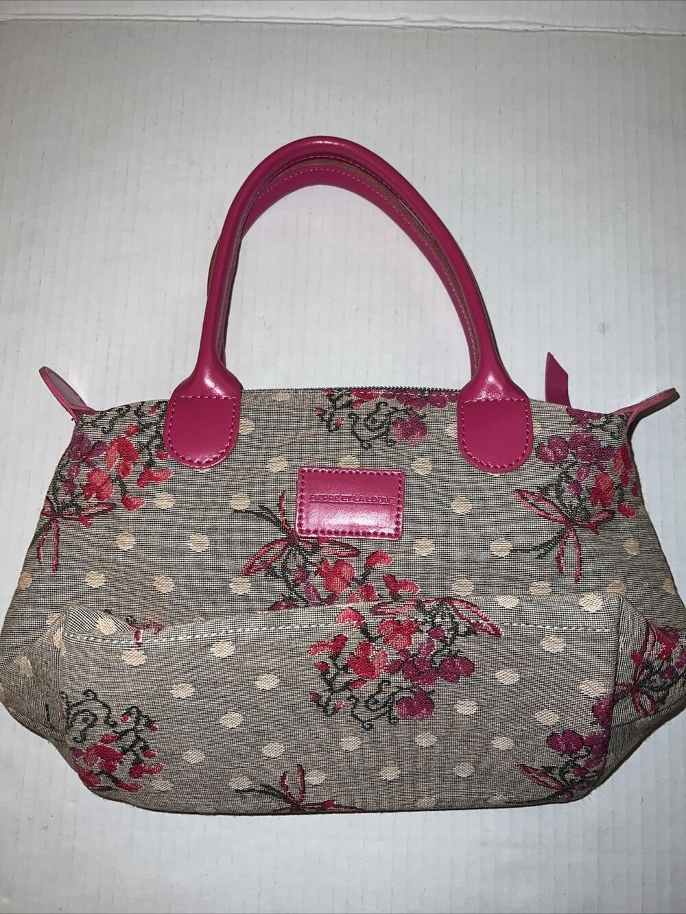 Pierre Et La Louve Handbag/Purse Cloth with Pink Leather Trim Made In France